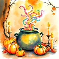 Mystical Cauldron with Soft Smoke


