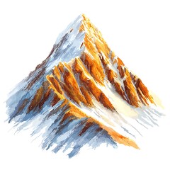 Majestic Snow Capped Mountain Peaks Gleaming in Golden Sunlight.