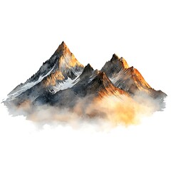 Majestic Mountain Peaks Bathed in Golden Sunrise Light.