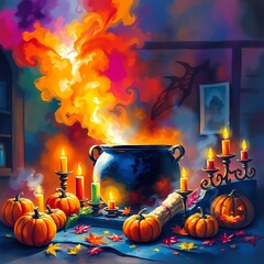 Cozy Cauldron with Glowing Potion