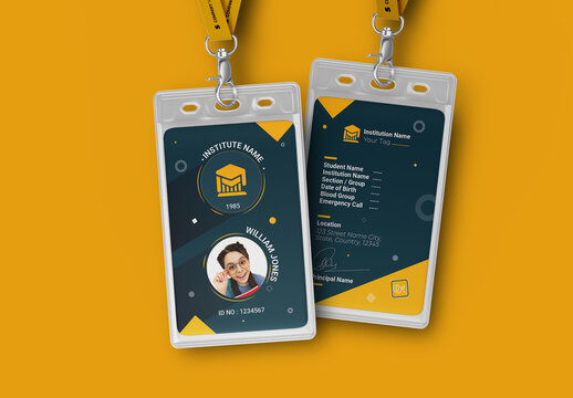 Custom Printable Student ID Card Templates Layout