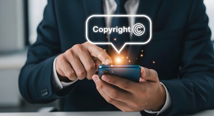 Protecting intellectual property with a copyright notice on a smart device displays the importance of ownership and rights management online.