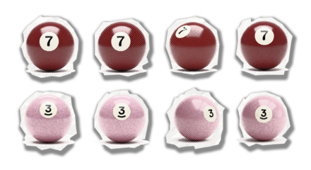 Billiard Balls Collage A Funky Grouping of Numbered Pool Balls with a Dynamic and Energetic in Halftone Style