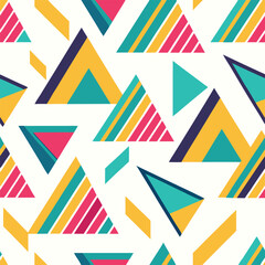 Obraz premium Colorful Seamless Pattern of Triangles and Lines Arrangement