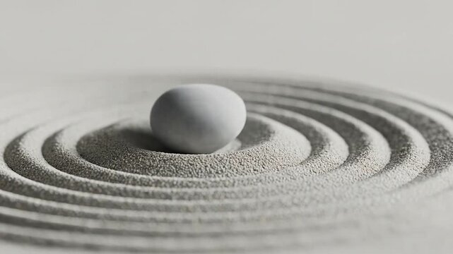 Serene Zen Garden with Stone and Sand, Tranquil Video Scene, Peaceful Ambiance.