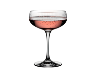 Elegant glass of pink champagne isolated on transparent background