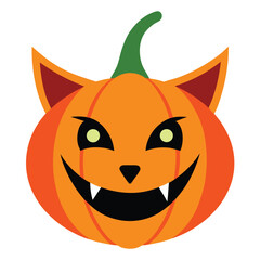 Playful halloween pumpkin with cute cat ears and a mischievous grin perfect for festive autumn decorations and spooky celebrations
