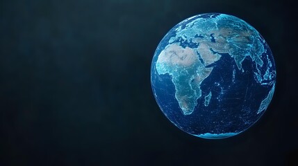 Planet Earth view from space showing Africa and Indian Ocean with detailed topography and atmosphere against dark cosmos background.