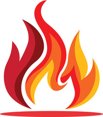 Vibrant stylized flame illustration displaying warmth and energy on white background