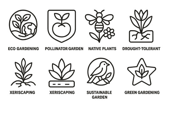 Gardening, environment outline icon set. eco, sustainable icons collection