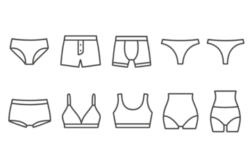  Underwear, lingerie outline icon set. clothing, intimates linear icons collection © Hubba Bubba