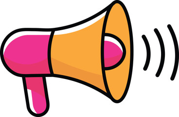 Colorful vector illustration of a megaphone conveying important announcements and messages