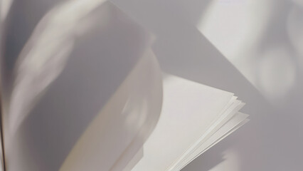 Abstract close-up of turning book pages in sunlight