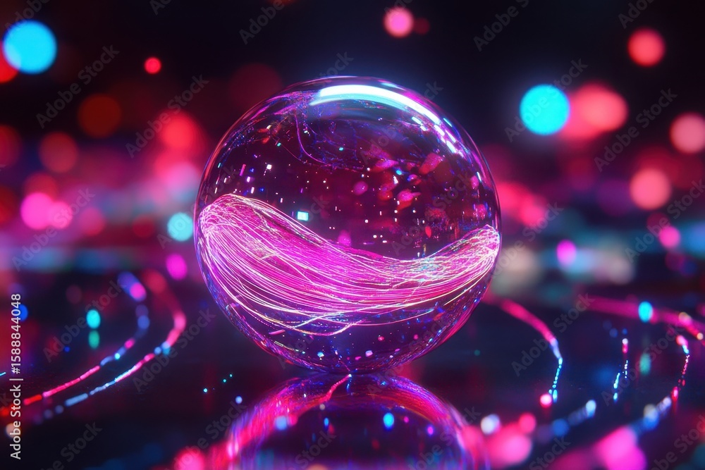 Aufkleber vibrant glow of light reflected in transparent sphere with colorful patterns