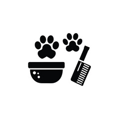 Pet Cleaning Icons Featuring Pet Bath and Grooming Glyph Style