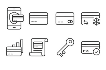 Finance and payment line icon set. banking, credit cards, financial outline collection