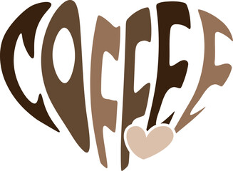 Coffee Heart in Espresso Colors with Transparent Background