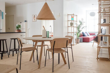 modern luxury dining room interior, 3d render