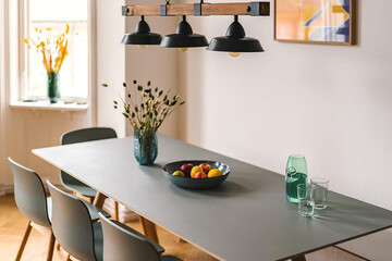 modern luxury dining room interior, 3d render