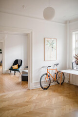Modern luxury apartment interior in minimal scandinavian style, 3d rendering