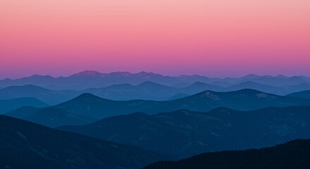 Obraz premium Enthralling Pink Purple Gradient Sunset Vista Over Mountain Ranges