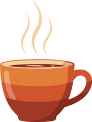 Three steaming cups of coffee and tea on saucers representing hot morning beverages in a cafe setting