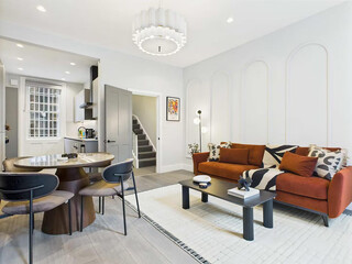Modern luxury apartment interior in minimal scandinavian style, 3d rendering