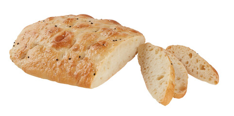 Black sesame bread cut out isolated transparent background