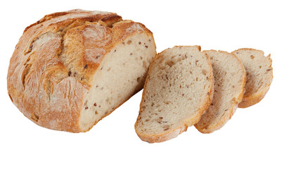 Sliced Black Sesame Bread cut out isolated transparent background