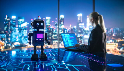 A close-up of a person's hand touching a large, vertically oriented computer monitor