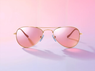 Stylish pink-tinted sunglasses on pastel background, fashion accessory concept. Generative AI