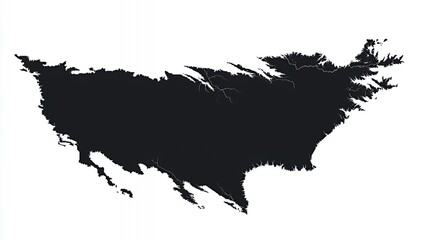 North America map silhouette, blank, geographic, background