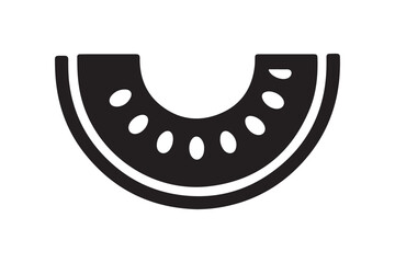 Simple Black Silhouette of a Refreshing Citrus Fruit Slice with Seeds
