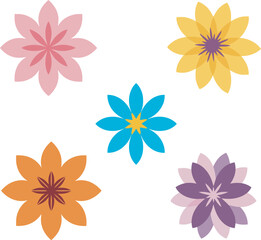 Fototapeta premium Colorful stylized flower designs arranged in a grid pattern.