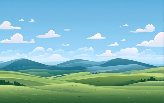 Panoramic landscape view of rolling hills