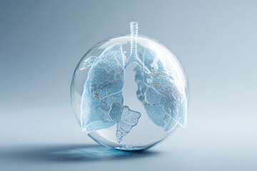 Lungs inside a globe represent global respiratory health issues and the interconnectedness of lung disease around the world.