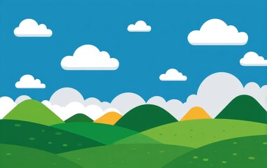 Fototapeta premium Simple landscape with hills, clouds, and a vibrant sky