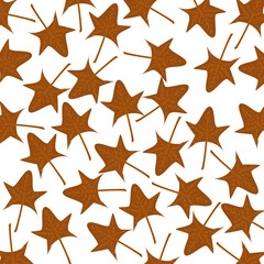A stylized autumn maple leaf illustration with delicate vein details and warm brown tones, perfect for seasonal design projects or nature-themed graphics.
