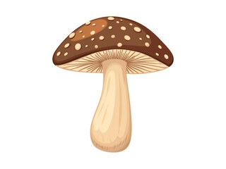 Cartoon vector of a brown mushroom with a beige stem, isolated on white background. Flat and cute fungus icon. Generative AI