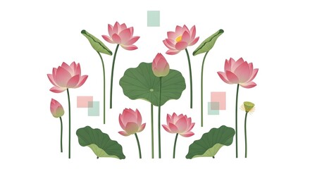 Elegant Lotus Flower Arrangement Vector Art Design for serene projects.