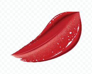 realistic 3d smooth glossy lipstick swatch smear smudge in different color style isolated on transparent background	
