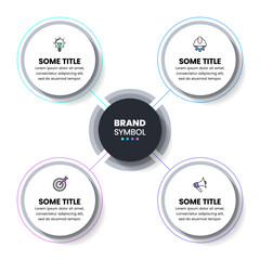 Infographic template. Connected circles with title in the middle and 4 steps