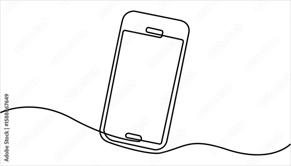 Poster smartphone symbol in continuous line drawing style. line art of phone icon. single continuous line d