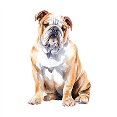 Obraz premium english bulldog dog watercolor illustration on white