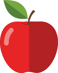 Red apple with green leaf vector illustration on white background