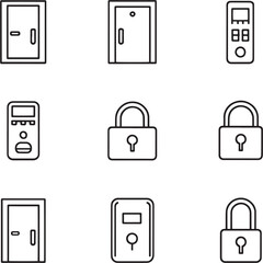 Smart Lockable Door Outline Vector Illustration