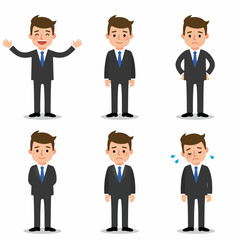 Businessman Character Set Displaying Various Emotions