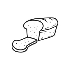Hand-Drawn Black and White Sliced Loaf of Sandwich Bread with Crust
