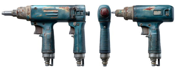 Studio-Lit Realistic High-Quality pneumatic chipping hammer wit commercial stock asset, PNG cutout, ideal for presentations and advertising, content creation, royalty-free