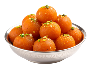 Motichoor Laddus Garnished with Pistachios – Isolated on White Background